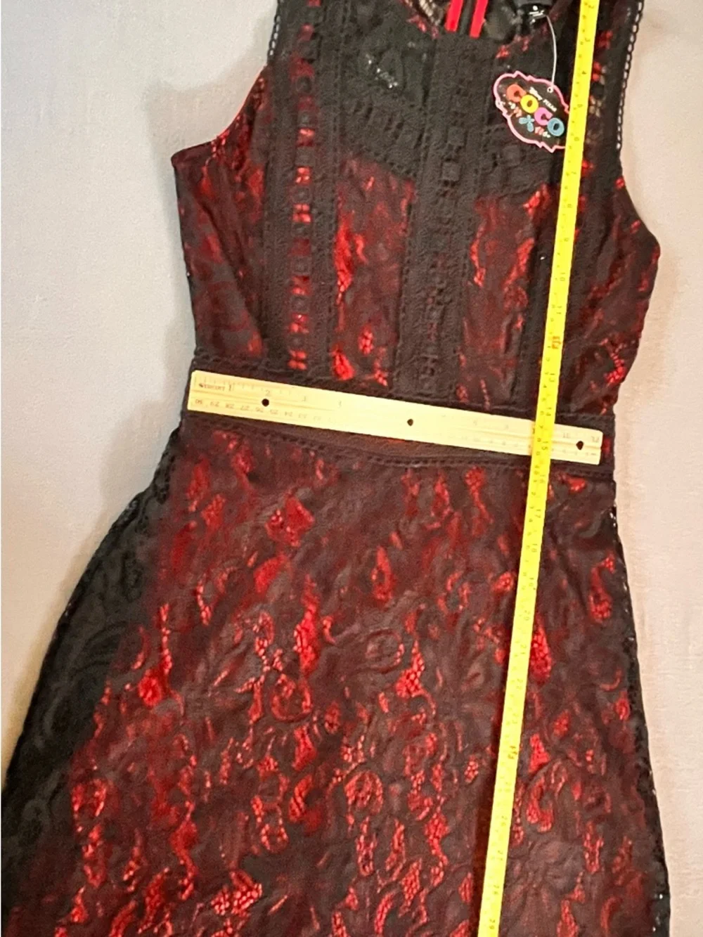 Disney Red Dress with Black Lace Overlay - Sleeveless A-Line